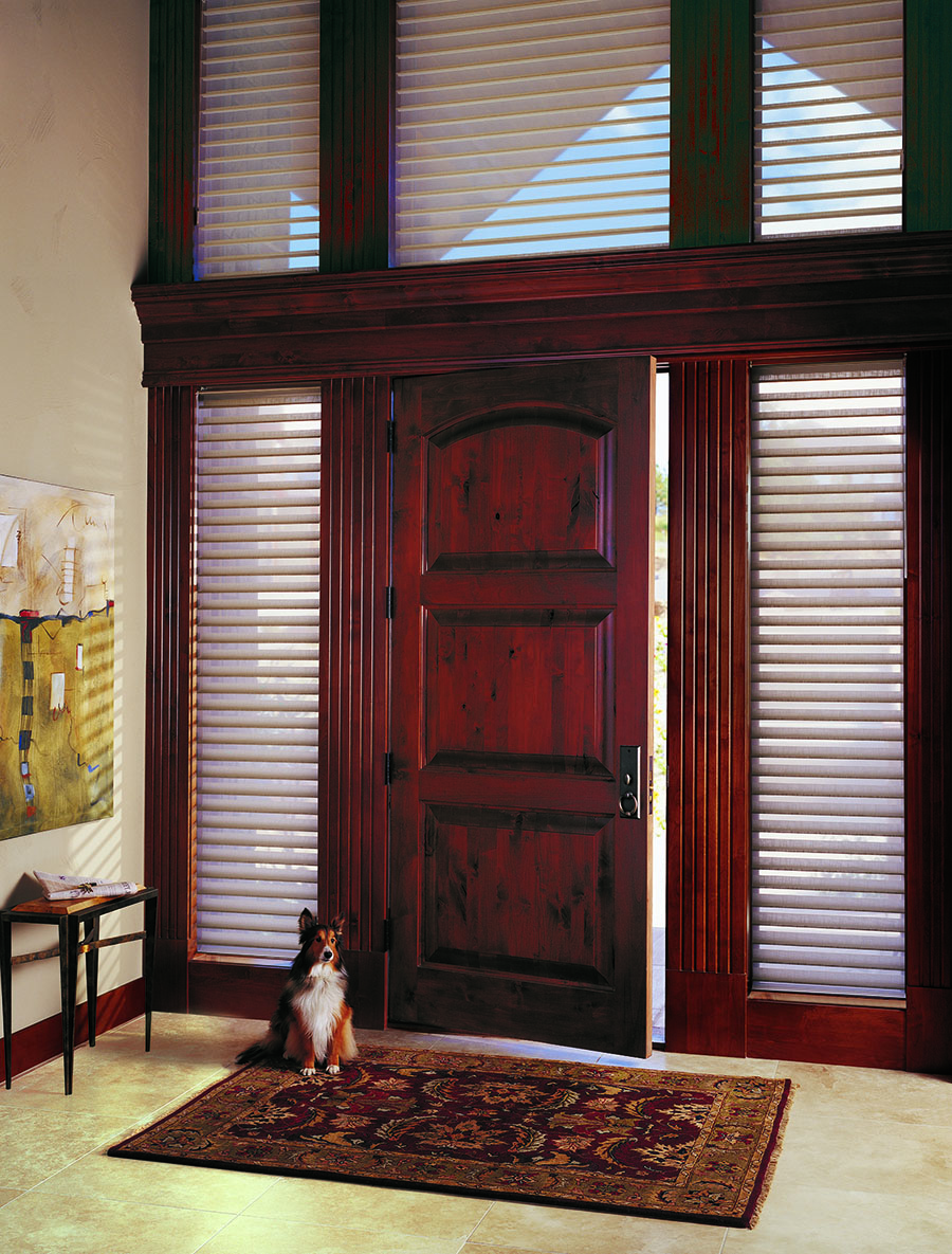 motorized entryway shades adjust on a schedule Naples 34119