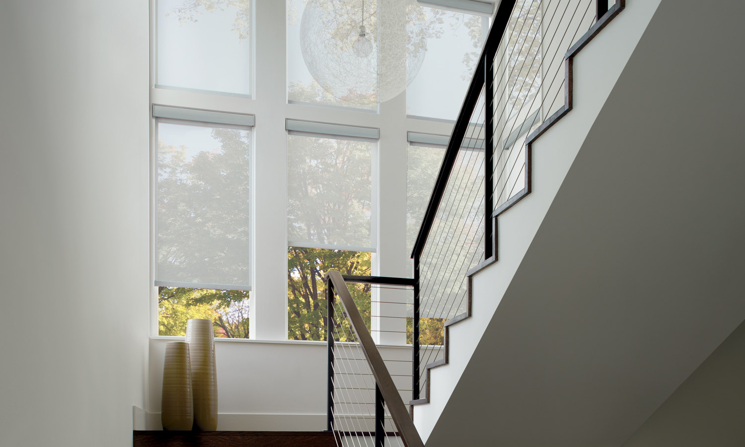 staircase with roller screen shades Fort Myers FL