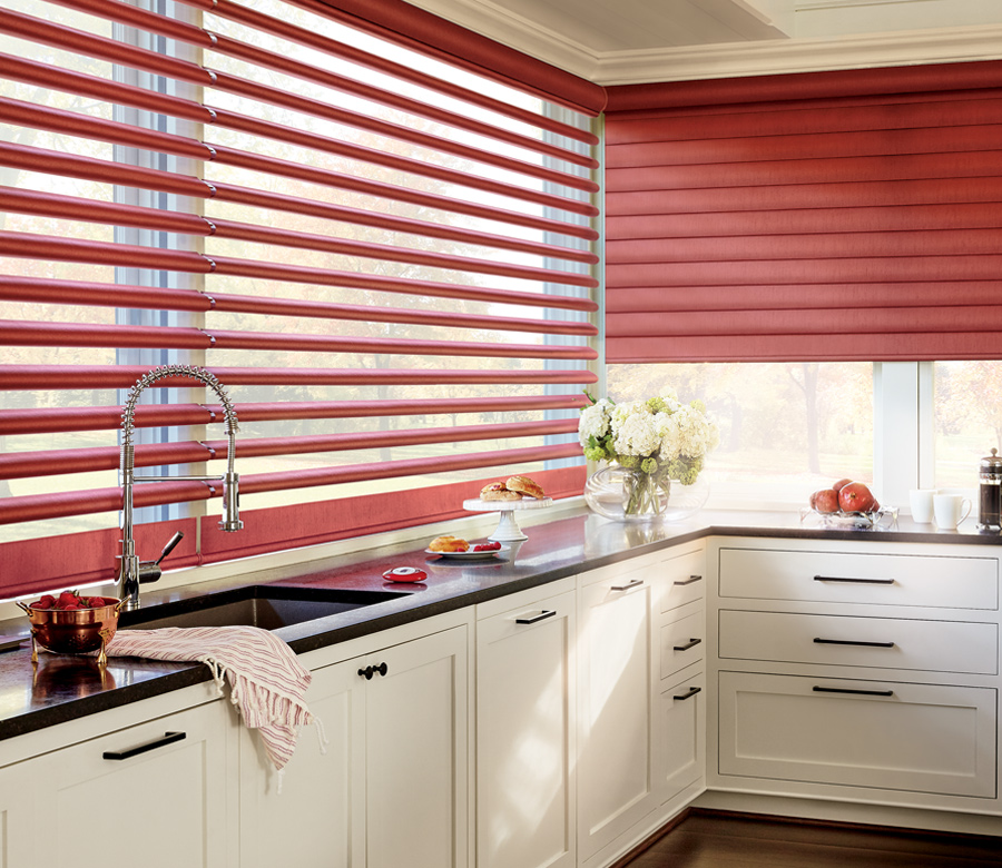 traditional kitchen hunter douglas red pirouette shades Naples 34119