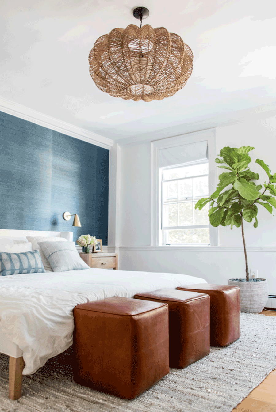 bedroom decor with bluestone and sugar almond spring color pairings