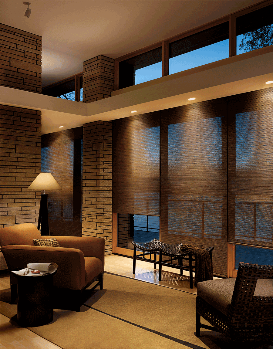 cover floor to ceiling windows with motorized blinds for convenience Fort Myers 33908