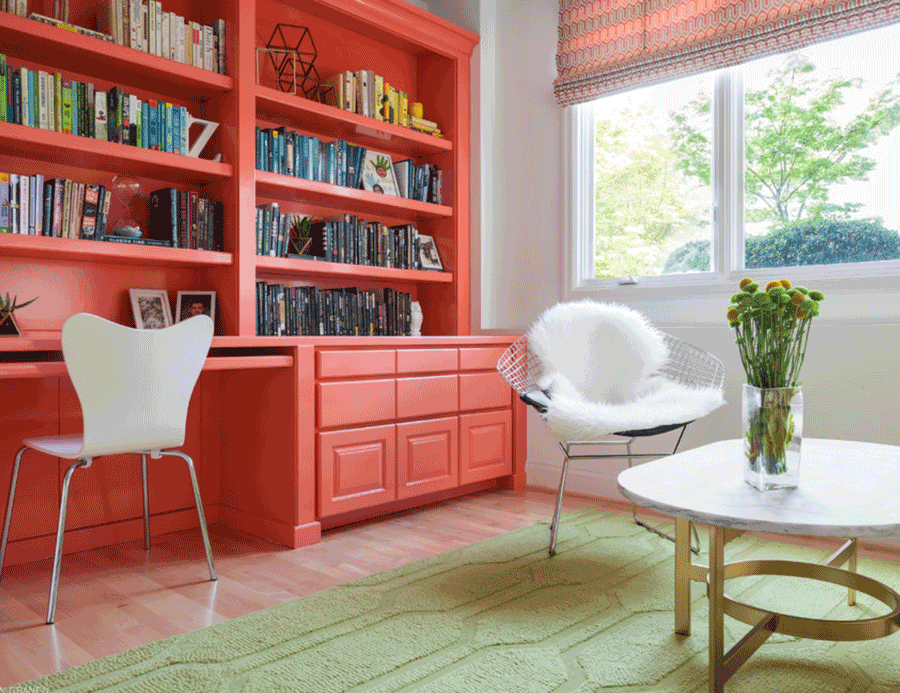 living coral home design office bookshelf