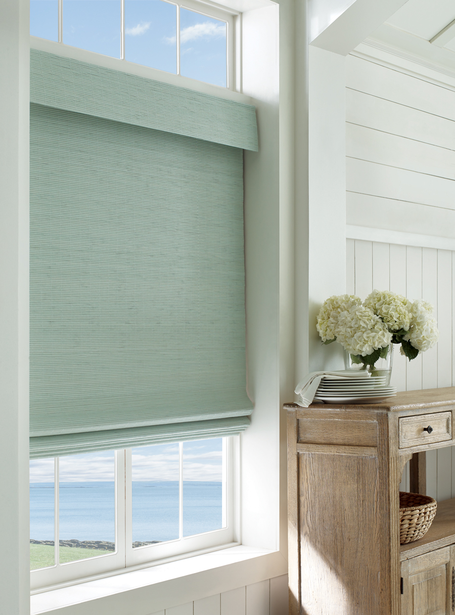 coastal decor color palette with Hunter Douglas provenance woven wood shades Fort Myers 33908