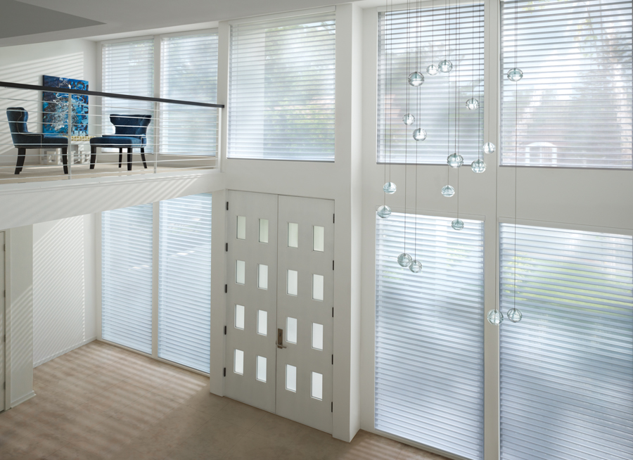 shades of white in grand entryway with nantucket sheer shades Naples 34119