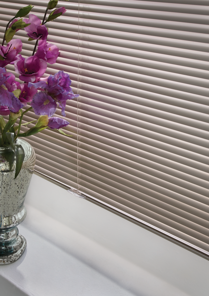 Custom aluminum blinds with purple home accents Naples 34119