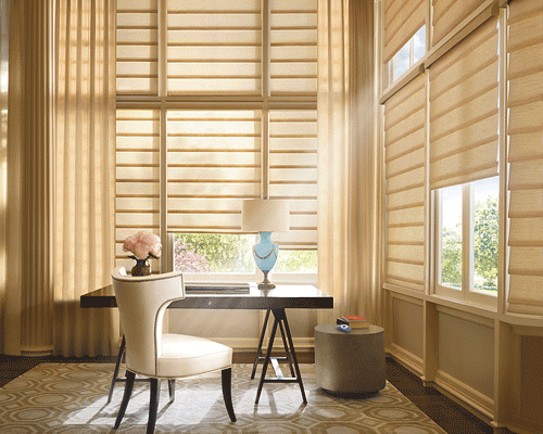 motorized shades in home office offer easy adjustments Fort Myers 33908