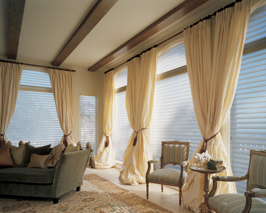 Living room with filtered light after sheer shades Naples 34119