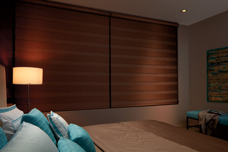 bedroom banded shades closed for a good night's sleep Fort Myers 33908