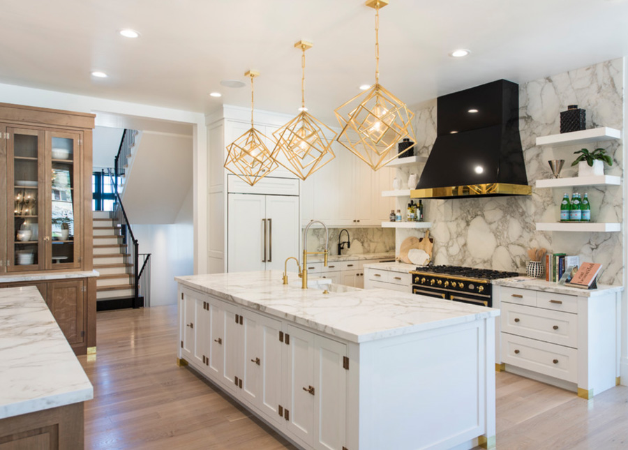 metallic finish kitchen lighting brings sparkle and shine