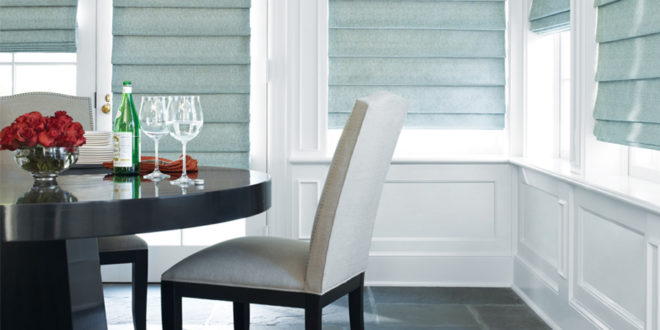 aqua roman shades dining room hunter douglas fort myers FL