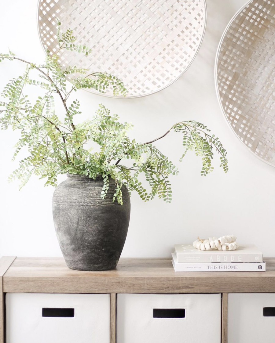 soft neutral home decor with plants