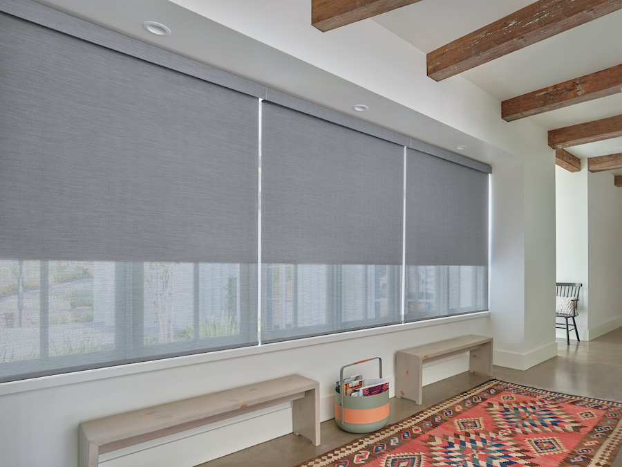 Dual Roller Shades in hallway, Fort Myers, FL.