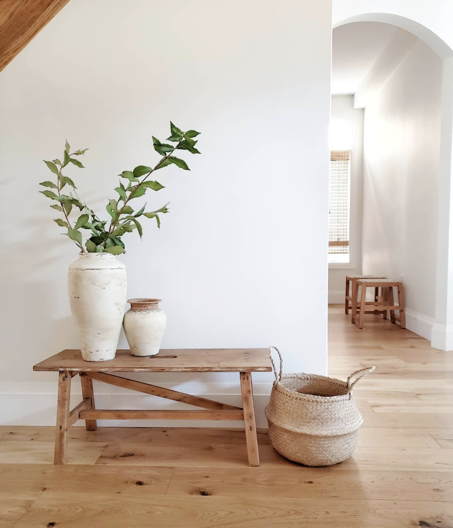 entry way with wood tones