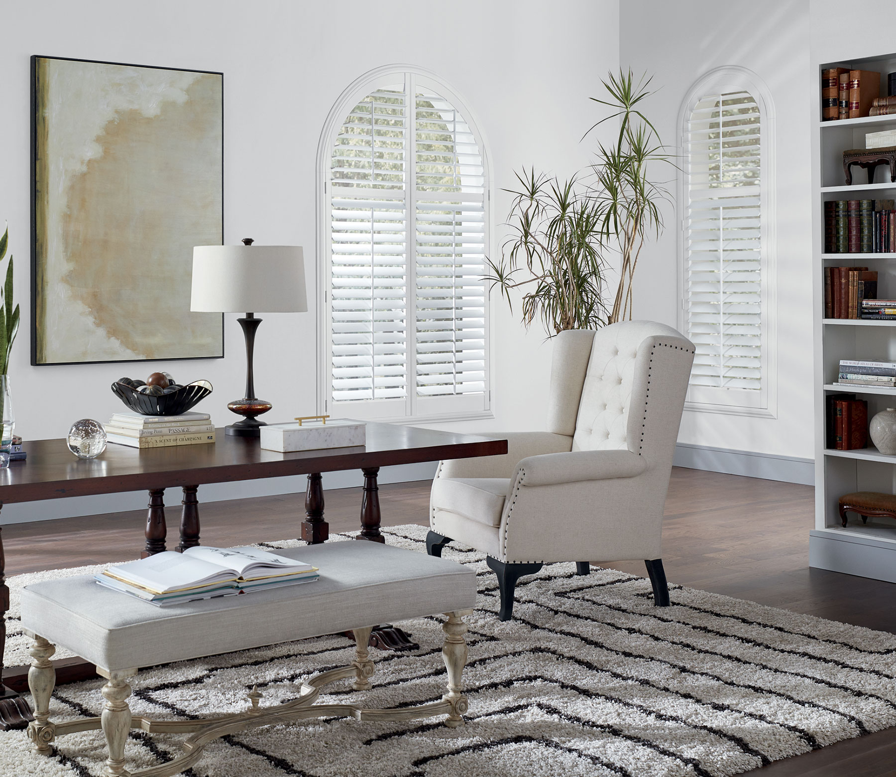 arched window newstyle shutters living room in fort myers florida