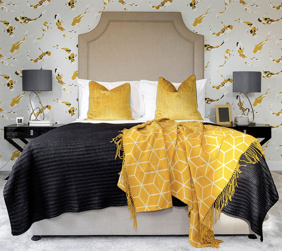 bedroom yellow accents