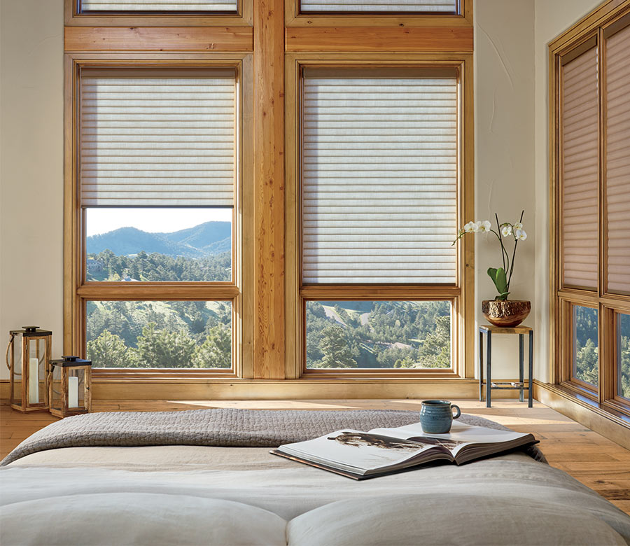 bedroom with sonnette cellular roller shades 