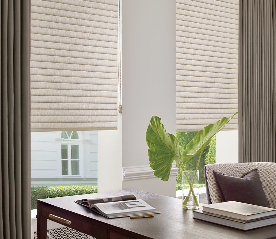 home decor in home office in Fort Myers FL with sonnette cellular roller shades