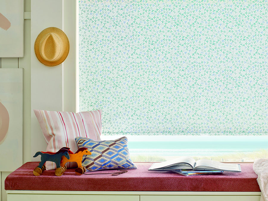 spring refresh patterned roller shade in Naples Home