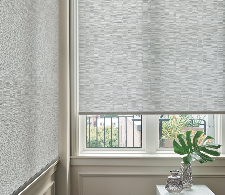 close up gray textured designer shades in Ft Myers home