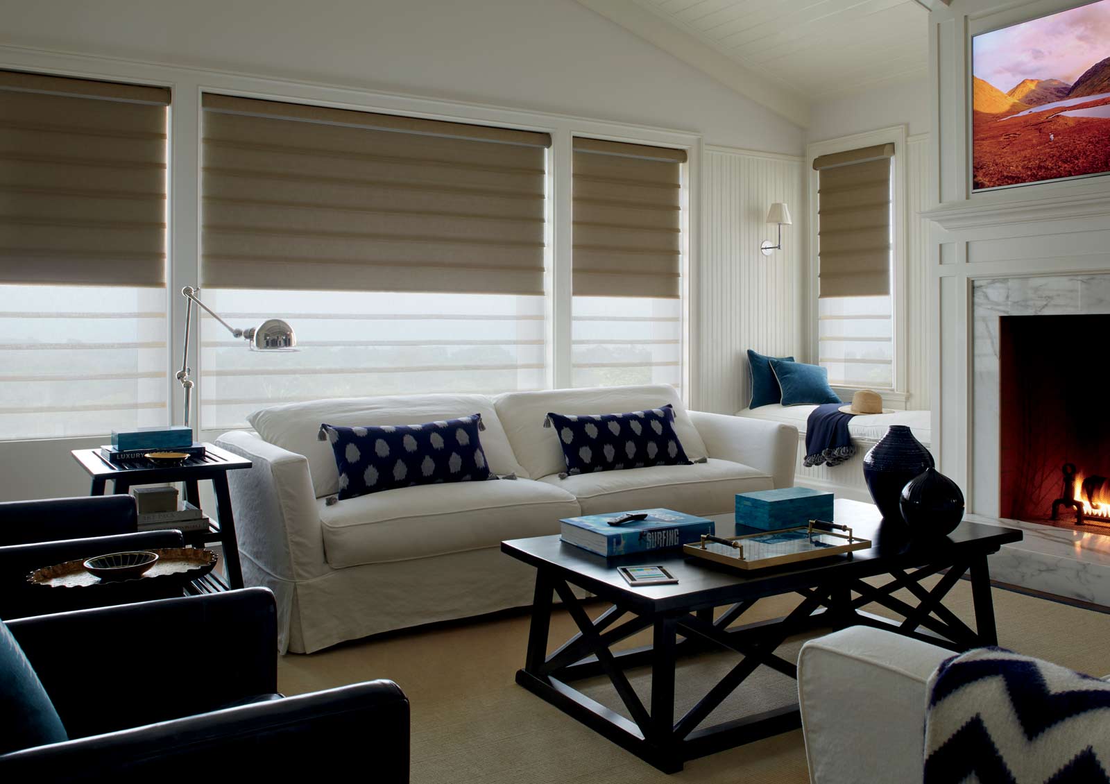 roman shades with dual shades for room darkening in Naples FL