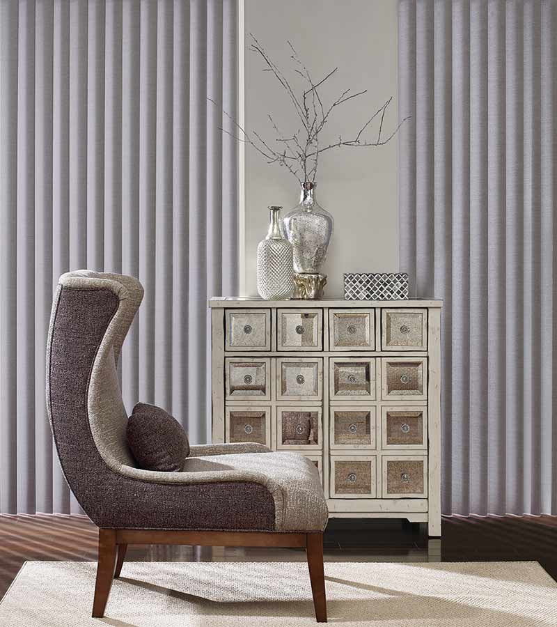orchid colored modern fabric vertical blinds for room darkening in Fort Myers, FL