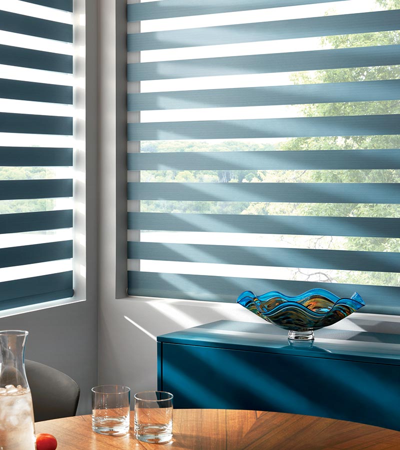 banded blinds with light filtering capabilities in dining room Naples, FL