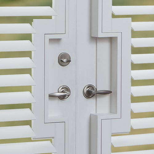 door handle cutouts in rectangular shape for french door shutters