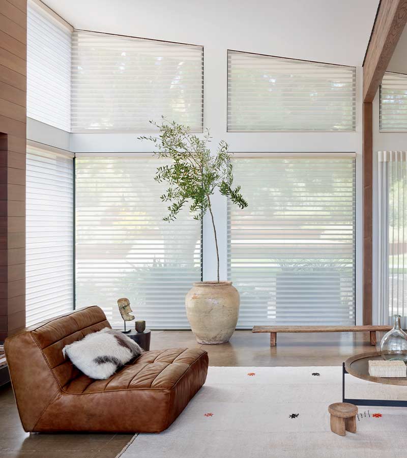 Floor to ceiling window shades with light filtering and automation Naples, FL