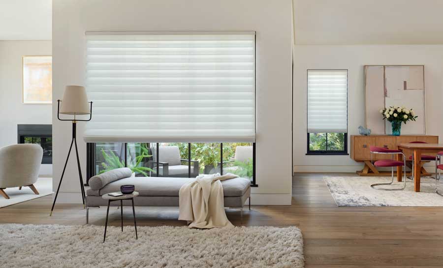 Vignette modern roman shades in living room