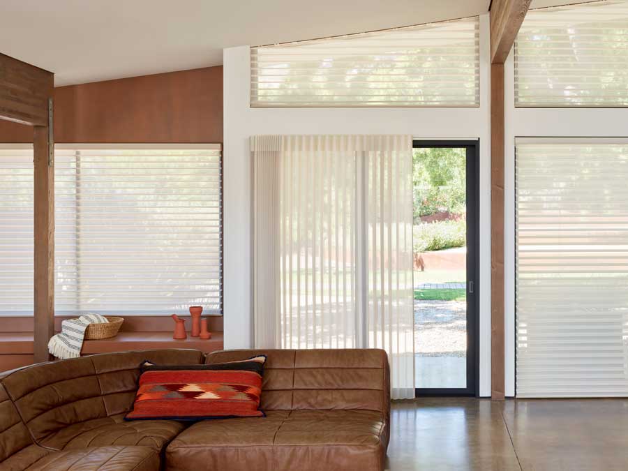 Sliding doors with Luminette Silhouette shades