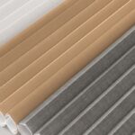 duette-honeycomb-cellular-shade-fabric-options-in-gray-white-brown-hunter-douglas-at-home-blinds-and-decor detail of different fabrics for a double cell shade in tan, gray, and white