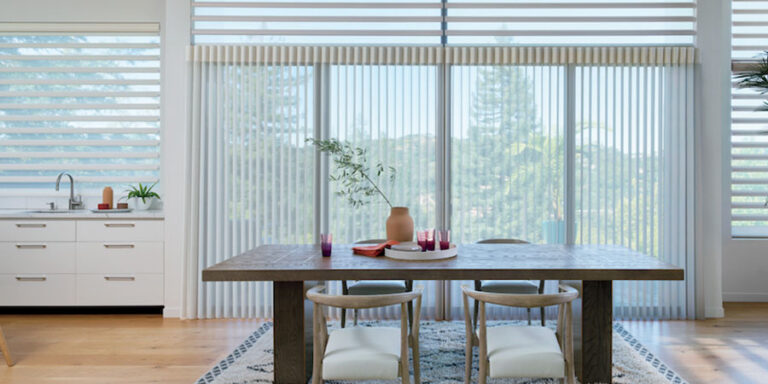 Pirouette® Window Shadings and Luminette® Privacy Sheers coordinating light control in a living room