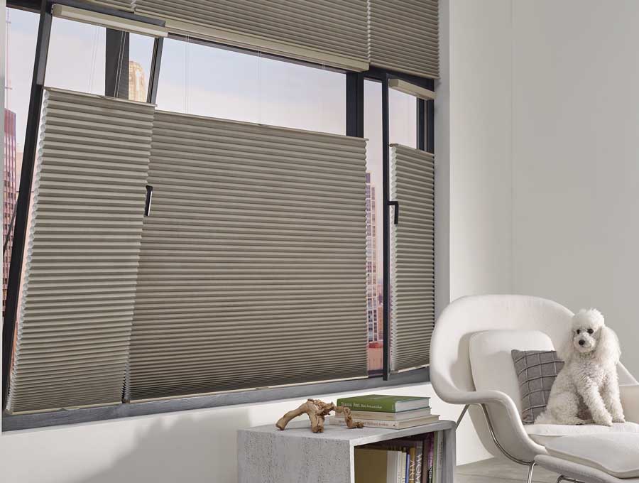 tilt turn windows with honeycomb shades attached