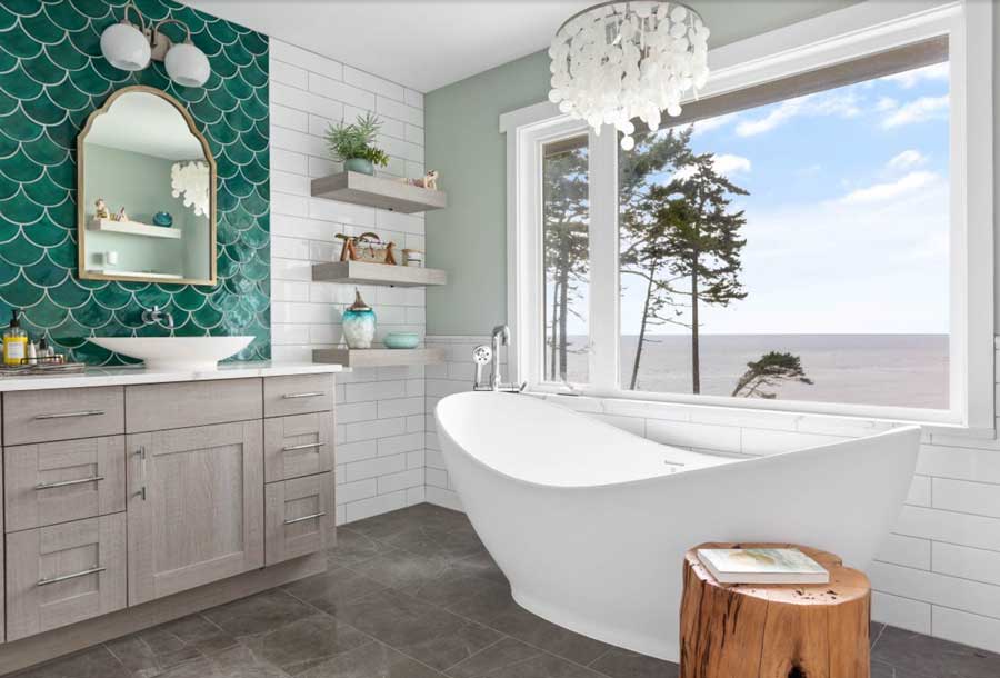 bold green and white in modern bathroom ft myers fl