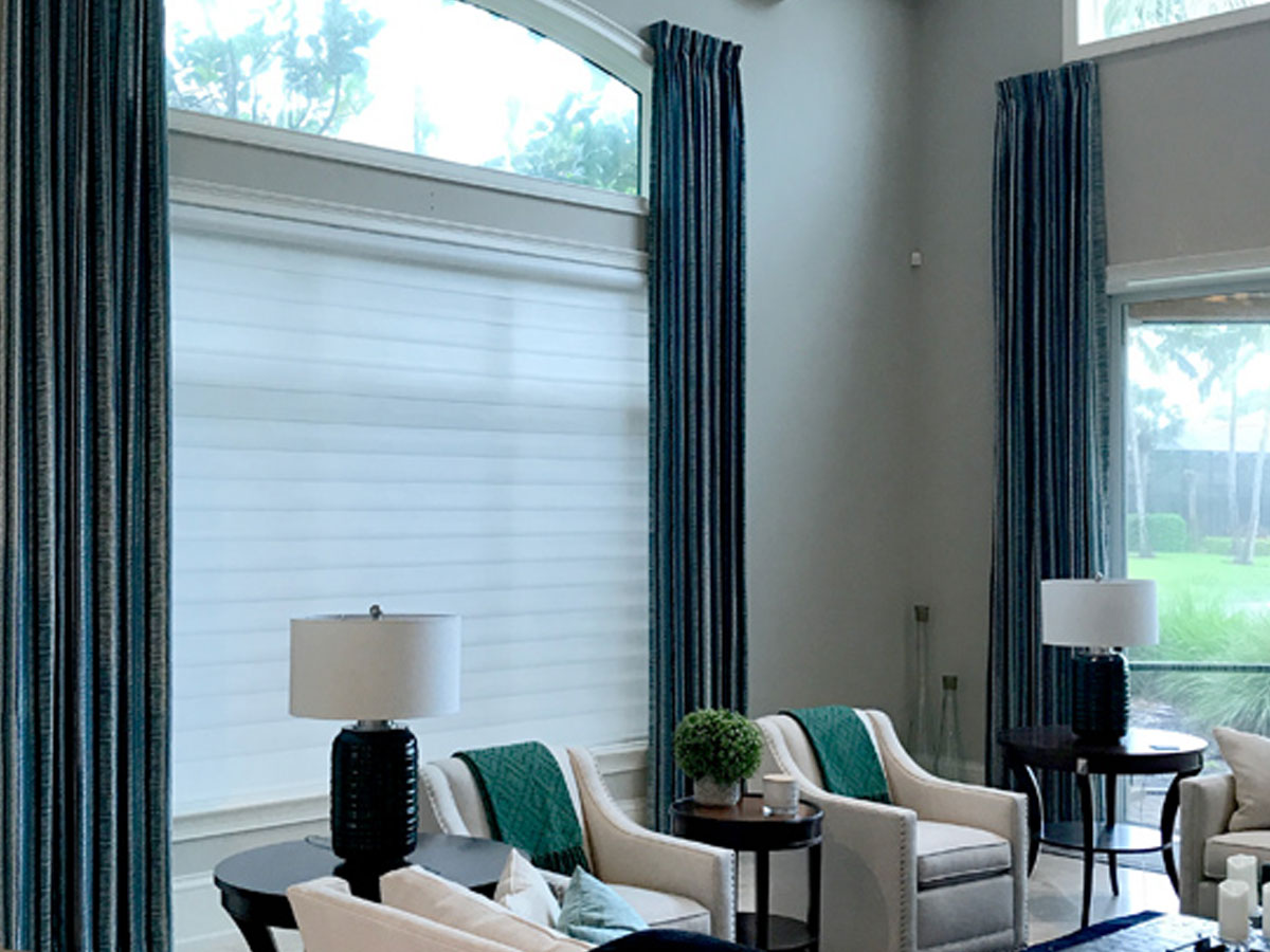 At Home Blinds Hunter Douglas Motorized Roman Shades in Fort Myers