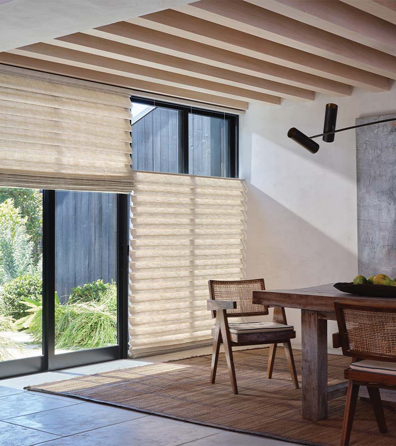 top-down-bottom-up-vignette-roman-window-treatments-at-home-blinds-and-decor dining room beige top down bottom up shades