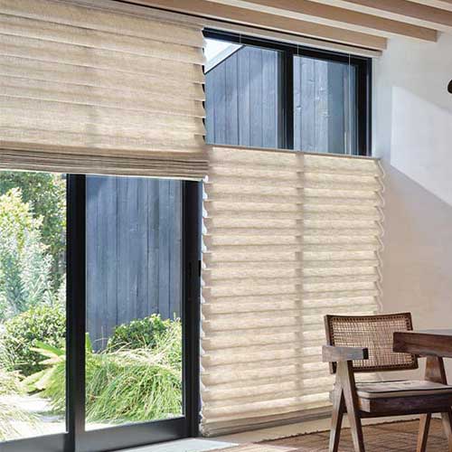 top-down-bottom-up-vignette-modern-roman-shades-at-home-blinds-and-decor modern roman shades on sliding door with top down bottom up feature