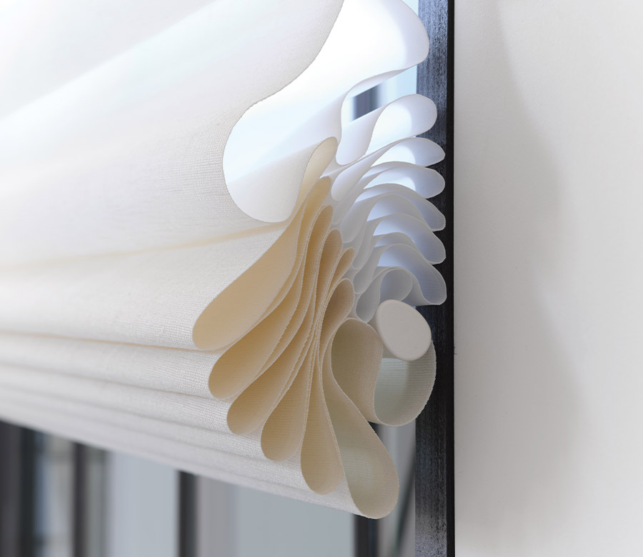vignette-stacking-detail-roman-shades-hunter-douglas-at-home-blinds-and-decor Vignette Modern Roman Shade fabric folds