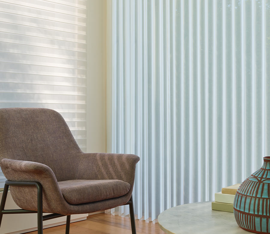 luminette-vertical-sheer-shades-hunter-douglas-at-home-blinds-and-decor living room windows with vertical sheer shades