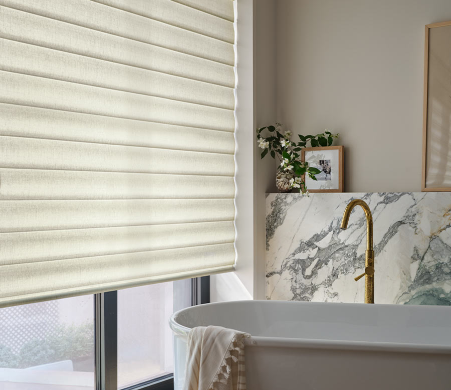 pirouette-window-treatments-bathroom-shades-detail-hunter-douglas-at-home-blinds-and-decor neutral pirouette window shades in bathroom hunter douglas at home blinds and decor
