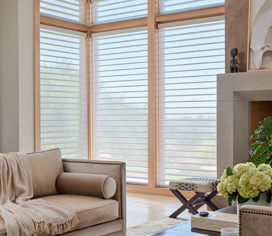 sheer window covering solution for light filtering floor to ceiling large window