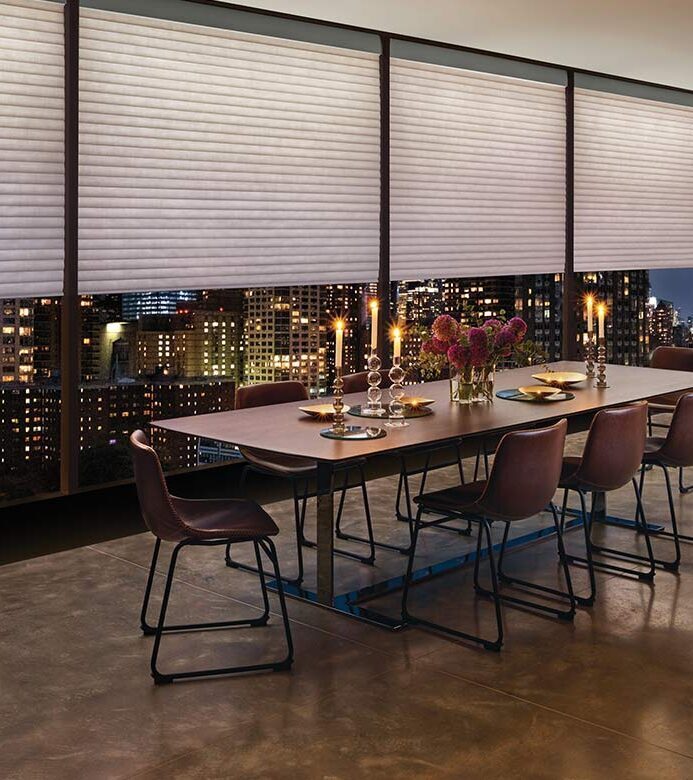illuminated shades for nighttime privacy and interior lighting
