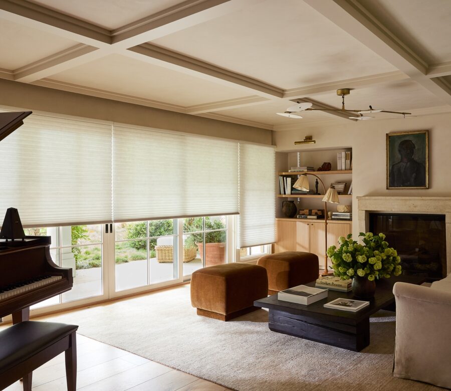 Duette-Honeycomb-Shades-hunter-douglas-at-home-blinds-and-decor Duette Honeycomb Shades covering large windows in an elegant living room