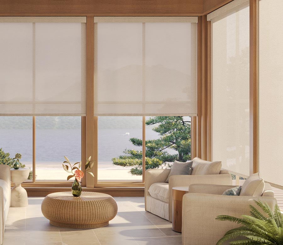 living room cream designer screen shades for light filtering